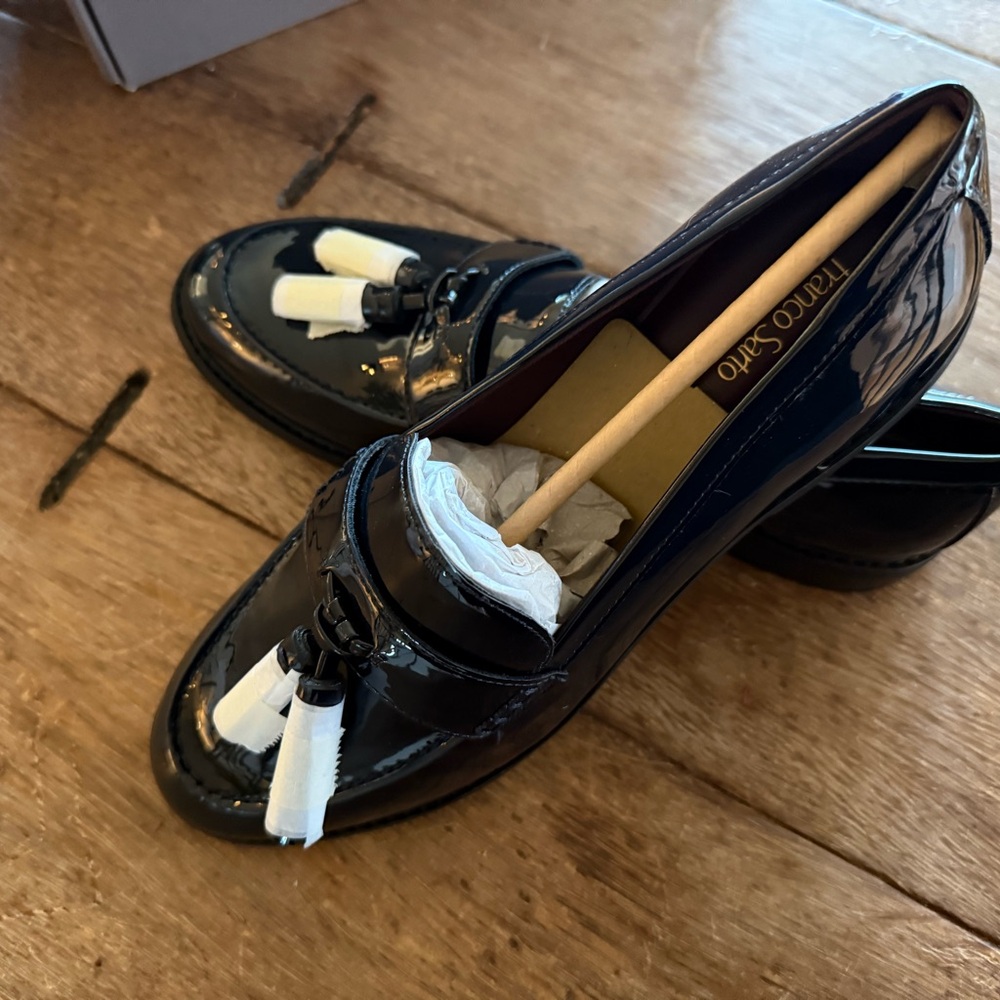 Brand New Franco Sarto Navy Patent Tassel Loafers – Women’s Size 10